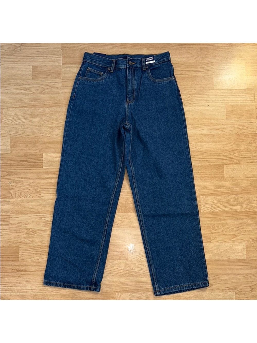Basic Editions Boys 14 Husky Blue Straight Leg Jeans Adjustable Waist NWT
